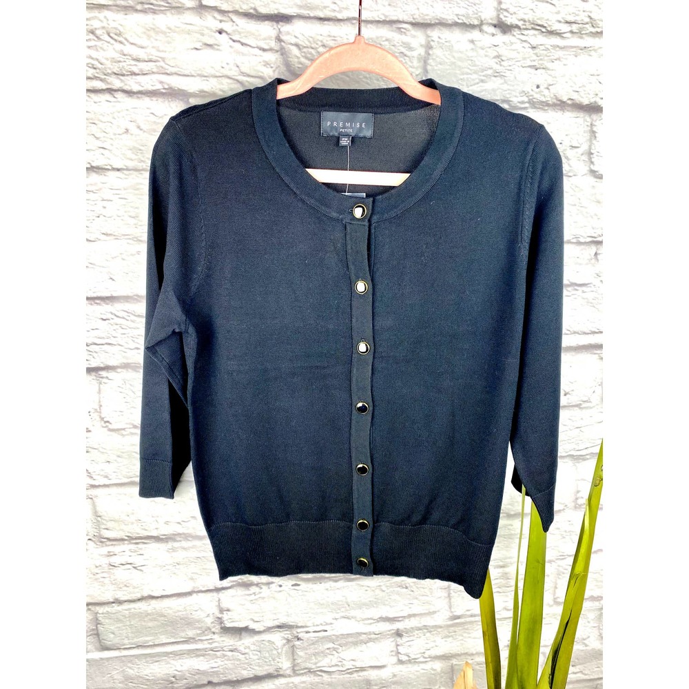 Premise Gold Rimmed Button Cardigan, M, NWT